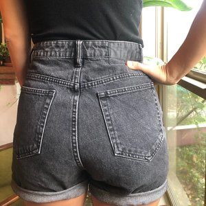 Zara High Wasted Black Washed Mom Jean Shorts